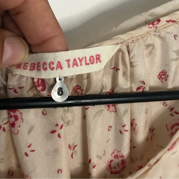 Rebecca Taylor Ditsy Prairie Floral 100% Silk Midi Dress Sz 6 Summer peasant - Picture 6 of 14